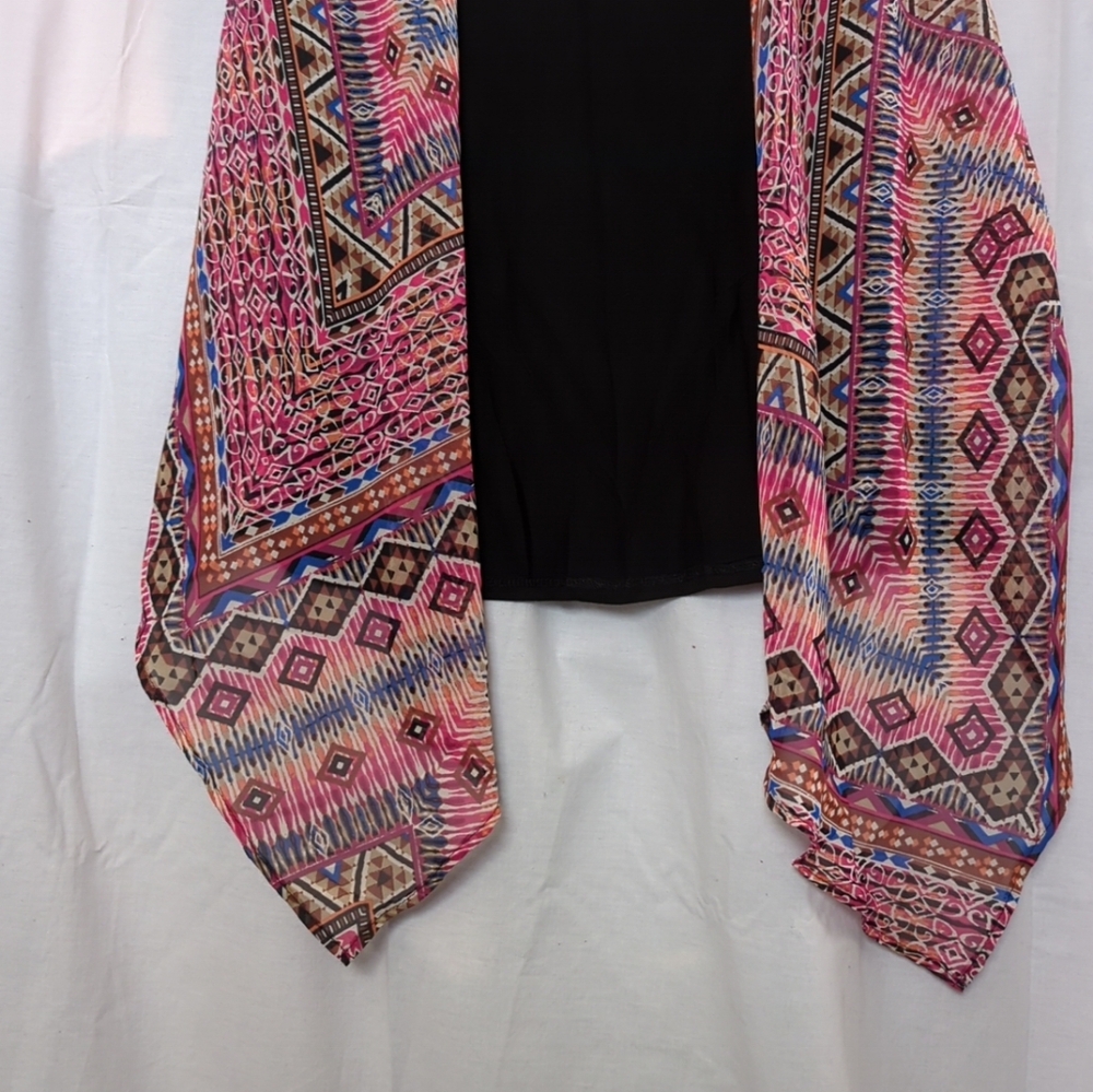 Charming Chenault Sleeveless Open Front Kimono Vest PL Multi Colors NWT USA Made - Picture 9 of 15